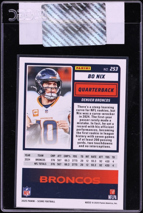 2025 Panini Score-a-Treat Pumpkin Bo Nix #253 CGC AUTH