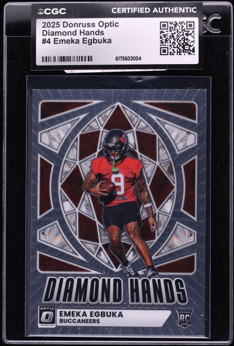 2025 Donruss Optic Diamond Hands Emeka Egbuka ROOKIE #4 CGC AUTH