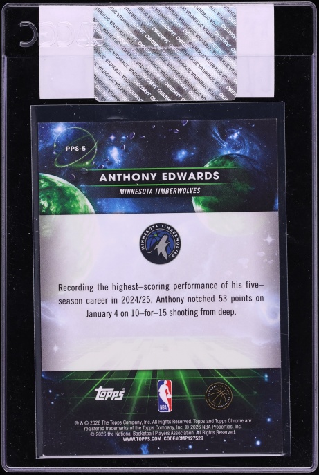 2025 Topps Chrome Cosmic Planetary Pursuit Sun Anthony Edwards #PPS-5 CGC AUTH