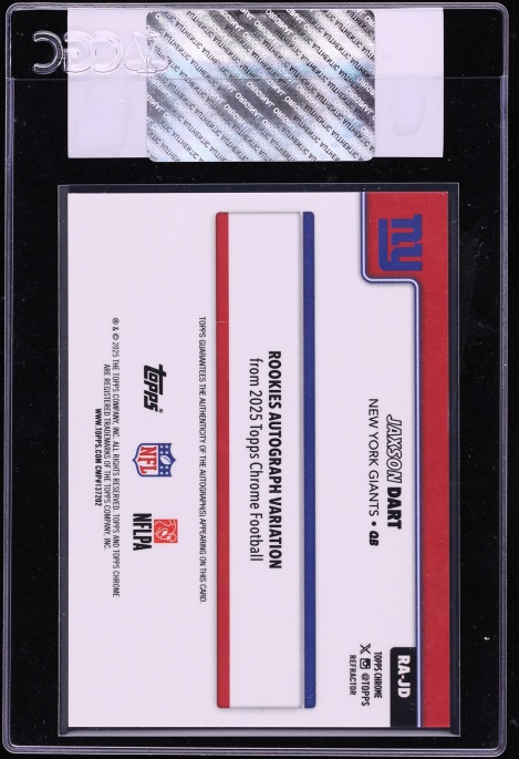 2025 Topps Chrome Refractor Jaxson Dart ROOKIE AUTO /499 #RA-JD CGC AUTH