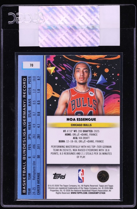 2025 Topps Chrome Cosmic Noa Essengue ROOKIE #70 CGC AUTH