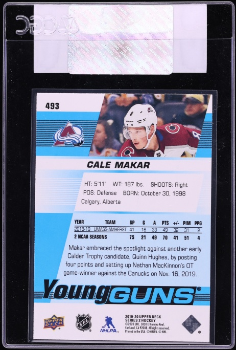 2019 Upper Deck Silver Foil Young Guns Cale Makar ROOKIE #493 CGC AUTH