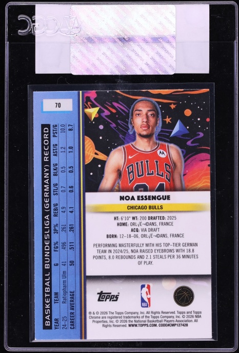 2025 Topps Chrome Cosmic Noa Essengue ROOKIE #70 CGC AUTH
