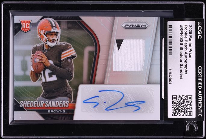 2025 Panini Prizm Shedeur Sanders ROOKIE PATCH AUTO /59 #RPH-SSS CGC AUTH