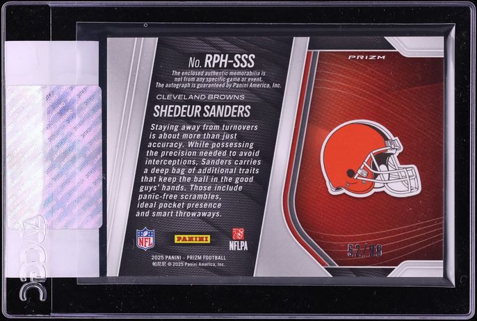 2025 Panini Prizm Shedeur Sanders ROOKIE PATCH AUTO /59 #RPH-SSS CGC AUTH