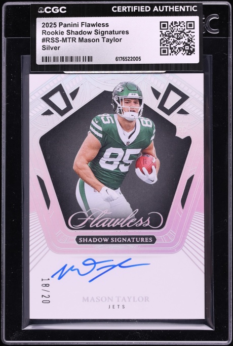 2025 Panini Flawless Shadow Signatures Silver Mason Taylor ROOKIE AUTO /20 #RSS-MTR CGC AUTH