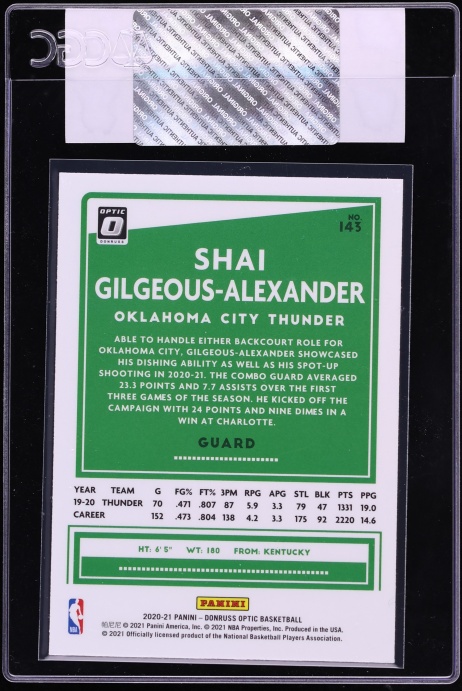 2020 Donruss Optic Shai Gilgeous-Alexander #143 CGC AUTH