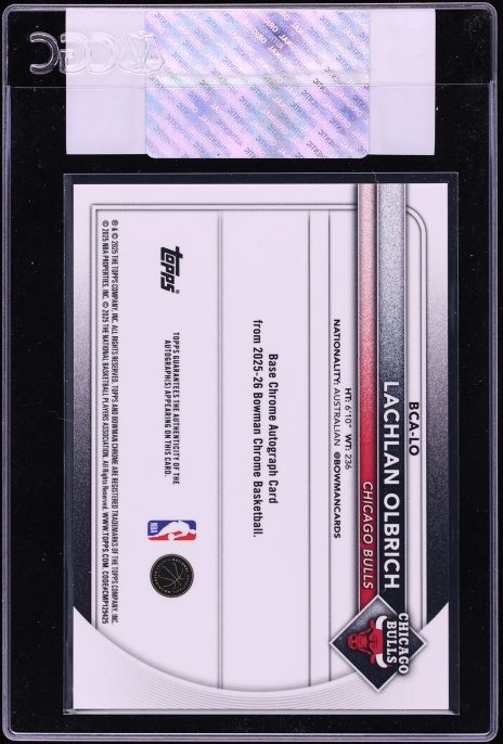 2025 Bowman Chrome Speckle Refractor Lachlan Olbrich ROOKIE AUTO /299 #BCA-LO CGC AUTH