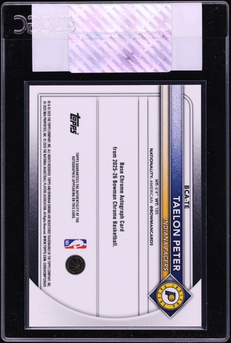 2025 Bowman Chrome Yellow Refractor Taelon Peter ROOKIE AUTO /75 #BCA-TE CGC AUTH