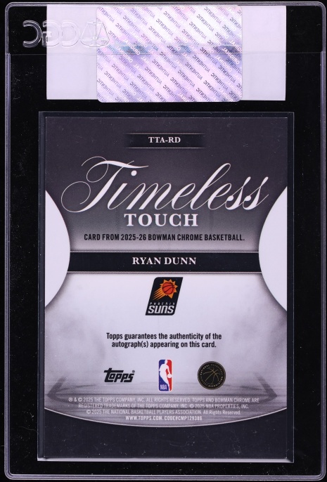 2025 Bowman Chrome Timeless Touch Ryan Dunn AUTO #TTA-RD CGC AUTH