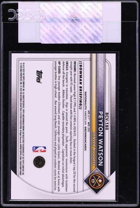 2025 Bowman Chrome Gold Geometric Refractor Peyton Watson /50 #BCV-180 CGC AUTH