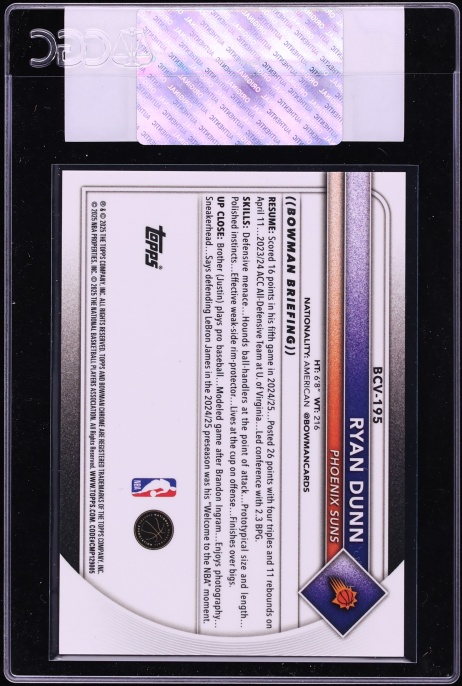 2025 Bowman Chrome Orange Geometric Refractor Ryan Dunn /25 #BCV-195 CGC AUTH