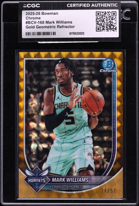2025 Bowman Chrome Gold Geometric Refractor Mark Williams /50 #BCV-168 CGC AUTH