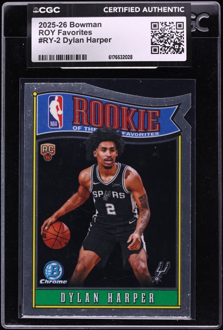 2025 Bowman Chrome ROY Favorites Die-Cut Dylan Harper ROOKIE #RY-2 CGC AUTH