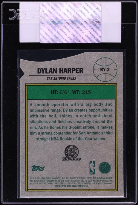 2025 Bowman Chrome ROY Favorites Die-Cut Dylan Harper ROOKIE #RY-2 CGC AUTH