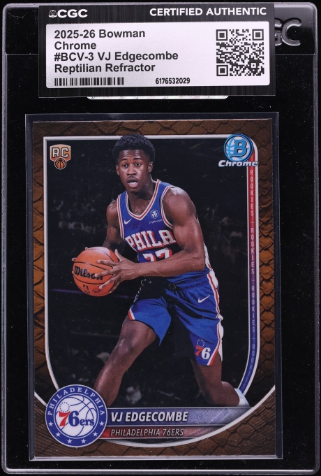 2025 Bowman Chrome Reptilian Refractor VJ Edgecombe ROOKIE #BCV-3 CGC AUTH
