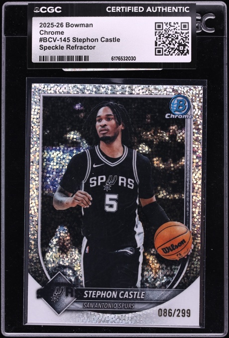 2025 Bowman Chrome Speckle Refractor Stephon Castle /299 #BCV-145 CGC AUTH