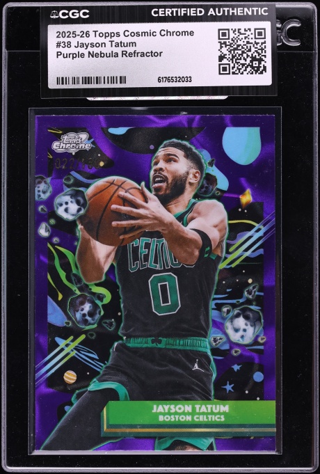 2025 Topps Chrome Cosmic Purple Nebula Refractor Jayson Tatum /150 #38 CGC AUTH