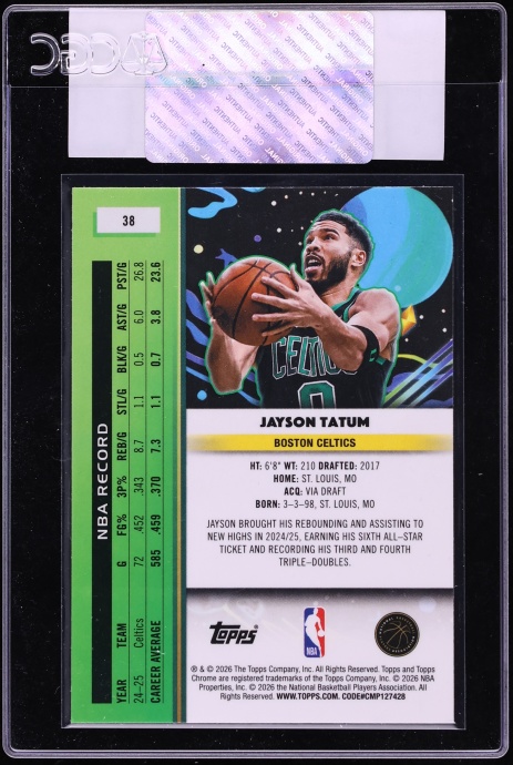2025 Topps Chrome Cosmic Purple Nebula Refractor Jayson Tatum /150 #38 CGC AUTH