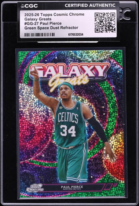 2025 Topps Chrome Cosmic Galaxy Greats Green Space Dust Refractor Paul Pierce /75 CGC AUTH