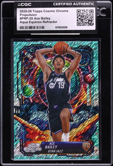 2025 Topps Chrome Cosmic Propulsion Aqua Equinox Refractor Ace Bailey RC /199 #PRP-20 CGC AUTH