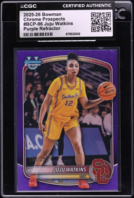 2025 Bowman University Chrome Purple Refractor Juju Watkins ROOKIE /250 #BCP-96 CGC AUTH