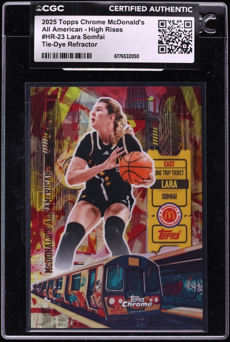 2025 Topps Chrome McDonald's All American High Rises Tie-Dye Ref Lara Somfai RC /25 CGC AUTH