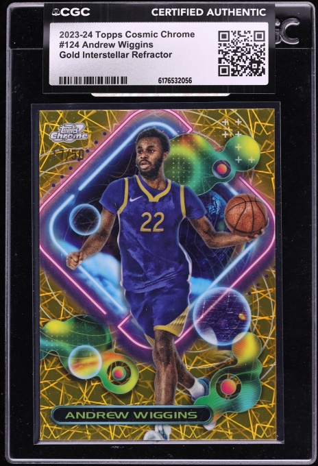 2023 Topps Chrome Cosmic Gold Interstellar Refractor Andrew Wiggins /50 #124 CGC AUTH
