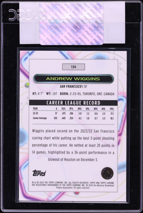 2023 Topps Chrome Cosmic Gold Interstellar Refractor Andrew Wiggins /50 #124 CGC AUTH