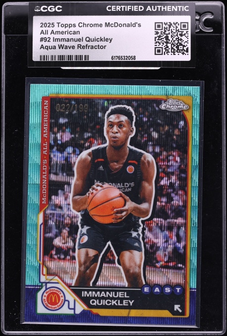 2025 Topps Chrome McDonald's All American Aqua Wave Refractor Immanuel Quickley /199 CGC AUTH