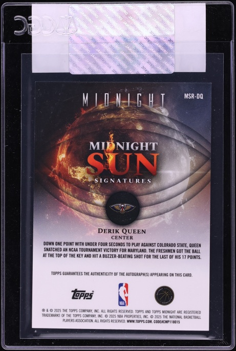 2025 Topps Midnight Sun Derik Queen ROOKIE AUTO #MSR-DQ CGC AUTH