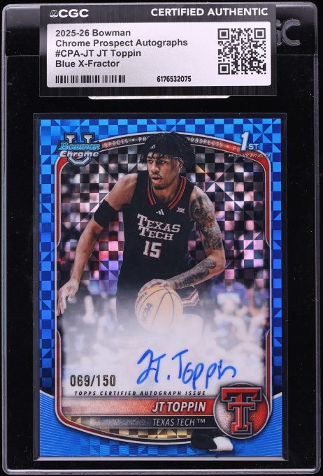 2025 Bowman Chrome Blue Xfractor JT Toppin AUTO /150 #CPA-JT CGC AUTH