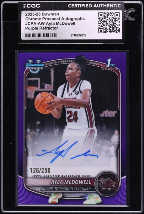 2025 Bowman Chrome Purple Refractor Ayla McDowell AUTO /250 #CPA-AW CGC AUTH