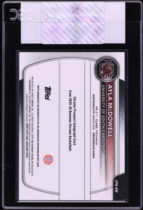 2025 Bowman Chrome Purple Refractor Ayla McDowell AUTO /250 #CPA-AW CGC AUTH