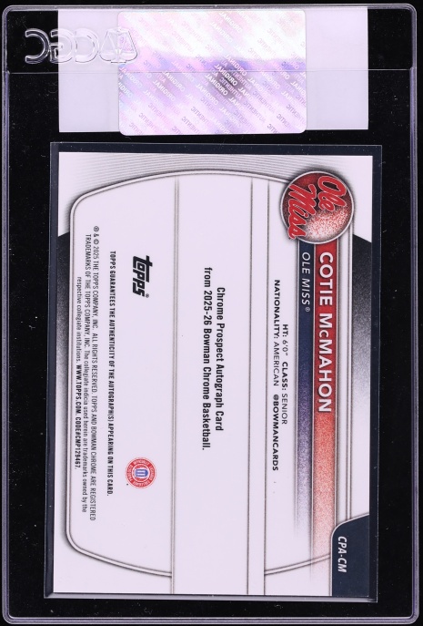 2025 Bowman Chrome U Mini-Diamond Refractor Cotie McMahon PROSPECT AUTO /100 #CPA-CM CGC AUTH