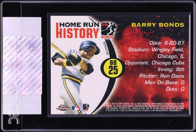 2005 Topps Chrome Update Home Run History Refractor Barry Bonds #BB25 CGC AUTH