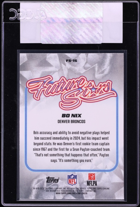 2025 Topps Chrome Future Stars Green Refractor Bo Nix /99 #FS-15 CGC AUTH