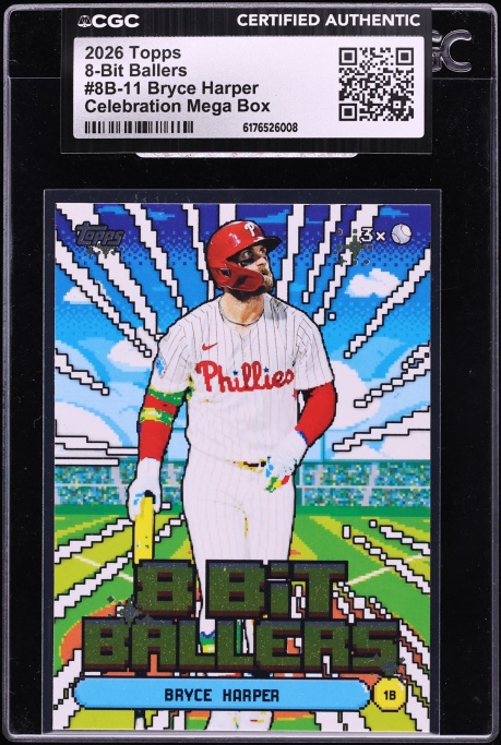 2026 Topps 8-Bit Ballers Celebration Mega Box Bryce Harper #8B-11 CGC AUTH