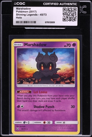 2017 Pokemon Sun & Moon Shining Legends Holo Marshadow #45 CGC AUTH