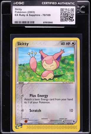 2003 Pokemon Ex Ruby & Sapphire Skitty #70 CGC AUTH