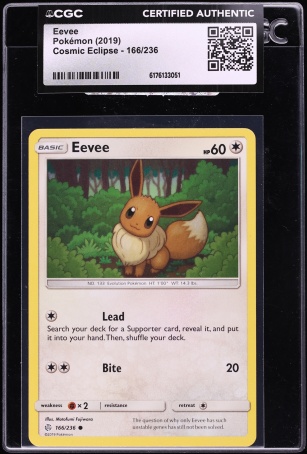 2019 Pokemon Sun & Moon Cosmic Eclipse Eevee #166 CGC AUTH