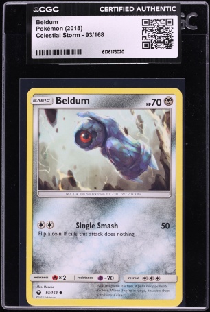 2018 Pokemon Sun & Moon Celestial Storm Beldum #93 CGC AUTH