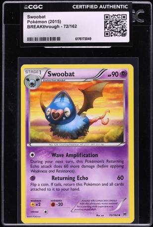 2015 Pokemon XY BREAKthrough Swoobat #72 CGC AUTH