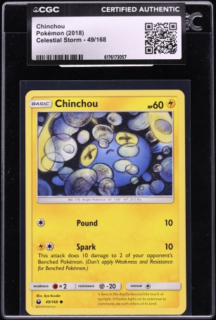 2018 Pokemon Sun & Moon Celestial Storm Chinchou #49 CGC AUTH