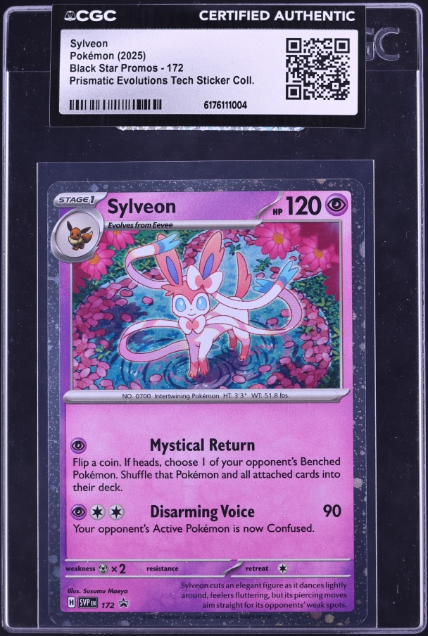 2025 Pokemon Scarlet & Violet Promo Prismatic Evolutions Tech Sticker Sylveon #172 CGC AUTH