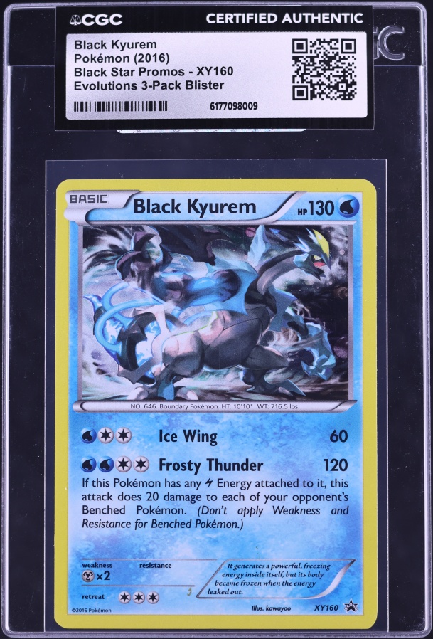 2016 Pokemon XY Black Star Promo Evolutions 3-Pack Blister Black Kyurem #XY160 CGC AUTH