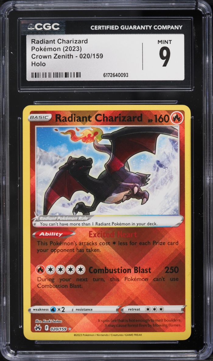 2023 Pokemon Sword & Shield Crown Zenith Holo Radiant Charizard #20 CGC 9 MINT