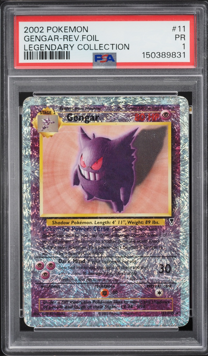 2002 Pokemon Legendary Collection Reverse Holo Gengar #11 PSA 1 PR