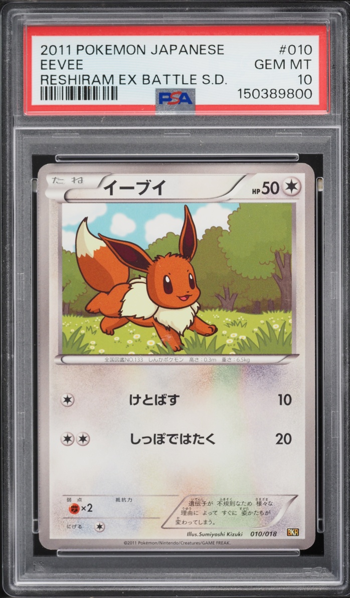 2011 Pokemon Japanese Black & White Reshiram EX Battle Strength Deck Eevee #10 PSA 10 GEM MINT