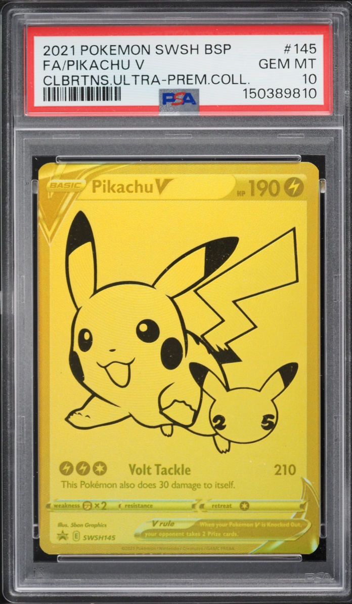 2021 Pokemon Sword & Shield Promo Celebrations Ultra Premium Full Art Pikachu V #SWSH145 PSA 10